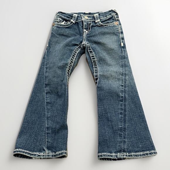 True Religion Kids Girls Blue Cotton Blend Five Pocket Style Flare Jeans Size 4 - Picture 1 of 10